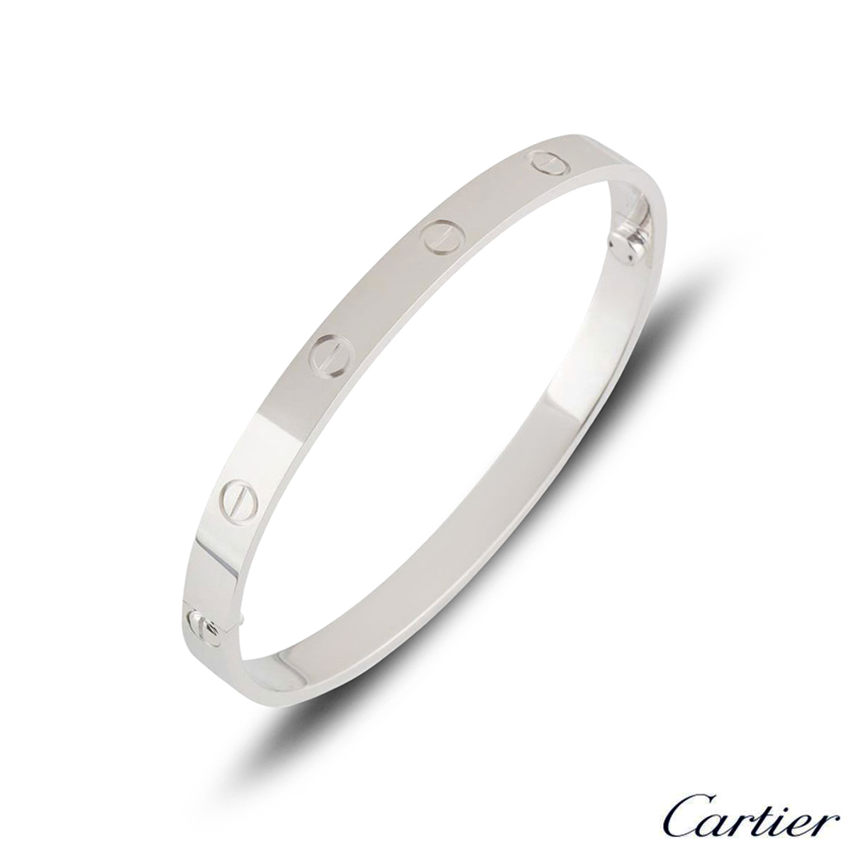 Cartier White Gold Plain Love Bracelet Size 18 B6035418 | Rich Diamonds